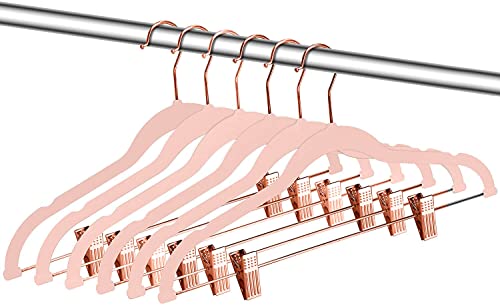 Pack of 12 Velvet Trousers Hangers Velvet Coat Hangers With Clips Velvet Hangers With Clips Wardrobe Clip Hangers Space Saving Hangers