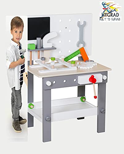 HYGRAD® Kids Work Bench And Tools Play Set Wooden Sturdy Pretend Play Builder, Plumber Work Station Set With Tools