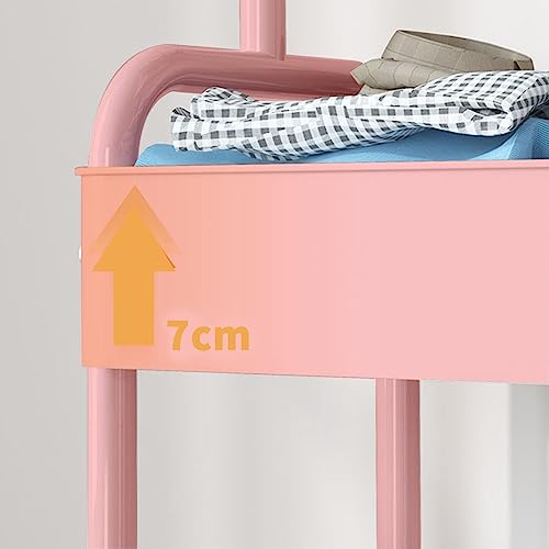 HYGRAD Metal Clothes Rack On Wheels Portable Clothes Rail For Hanging Clothes With Shoe Storage Shelfs Portable Clothes Rack Caddy For Bedroom Wardrobe In Pink White Or Black