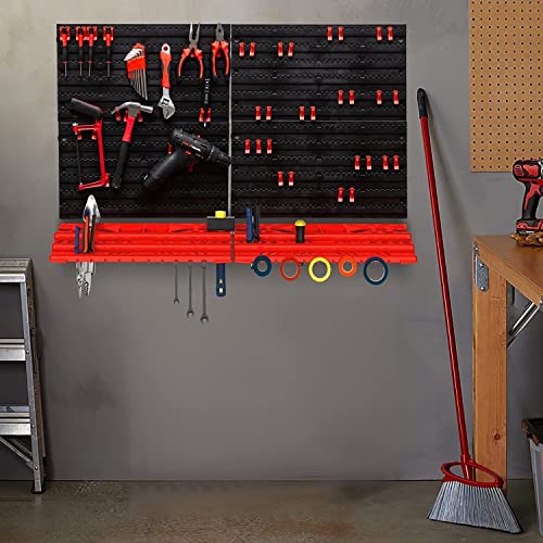 54Pcs Wall Mounted Tool Organiser Peg Board Tool Storage Garage Peg Board with Hooks Tool Racking for Garage & Shed Garage Utility Shelving Unit