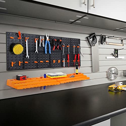 54Pcs Wall Mounted Tool Organiser Peg Board Tool Storage Garage Peg Board with Hooks Tool Racking for Garage & Shed Garage Utility Shelving Unit