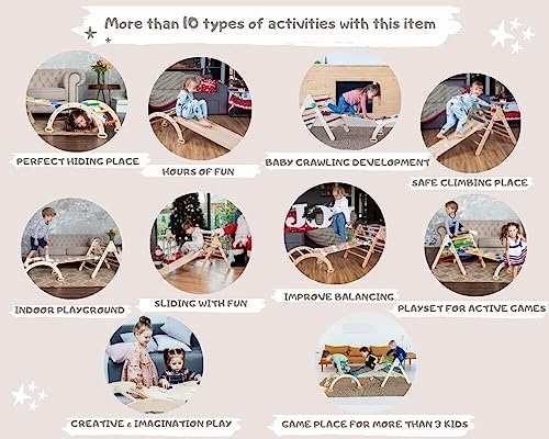 HYGRAD® 3 in 1 Climbing Frame Kids Montessori Outdoor Climbing Frame Activity Kids Indoor Gym Apparatus Playground Ramp Slider Arch Pikler set