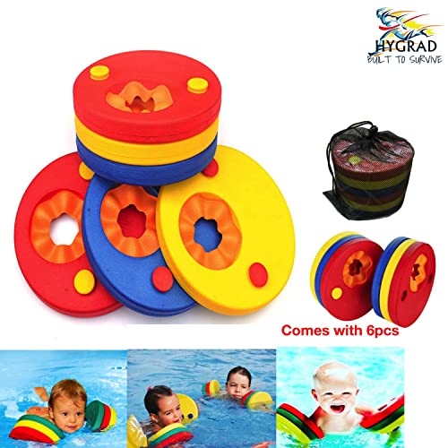 6 Pcs Swim Discs Learn to Swim EVA Foam Arm Bands Float For Swimming Baby Kids Children Eco Friendly Up To 12 years Unisex HYGRAD BUILT TO SURVIVE®