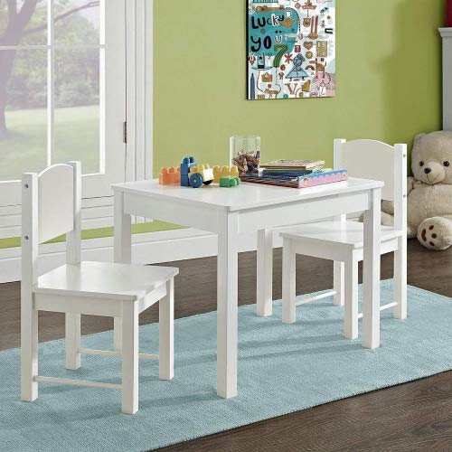 HYGRAD® Childrens Kids Wooden White Table and 2 Chairs Nursery Sets Indoor Use Unisex Best Gift For Birthday Xmas (White Table & Chair)