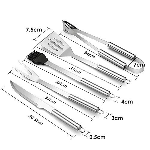 HYGRAD® BBQ Grill Tools Set, 5 Pieces Stainless Steel BBQ Tool Sets, Outdoor Barbecue Grilling Utensil with Storage Case