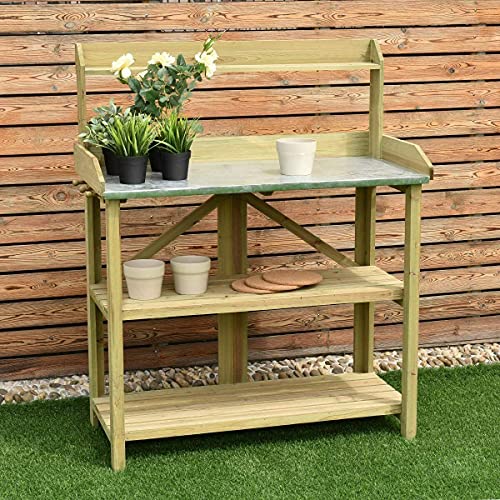 Large Wooden Planting Table Practical Garden Work Bench Station Flower& Plants Organiser By HYGRAD®