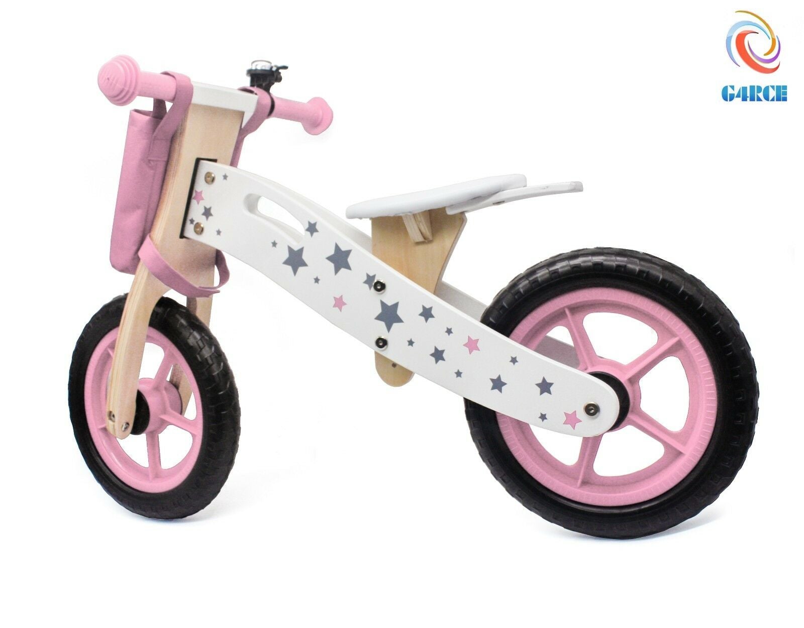 HYGRA Wooden Balance Bike Kids Running Walking Lightweight Training Bikes + Bell