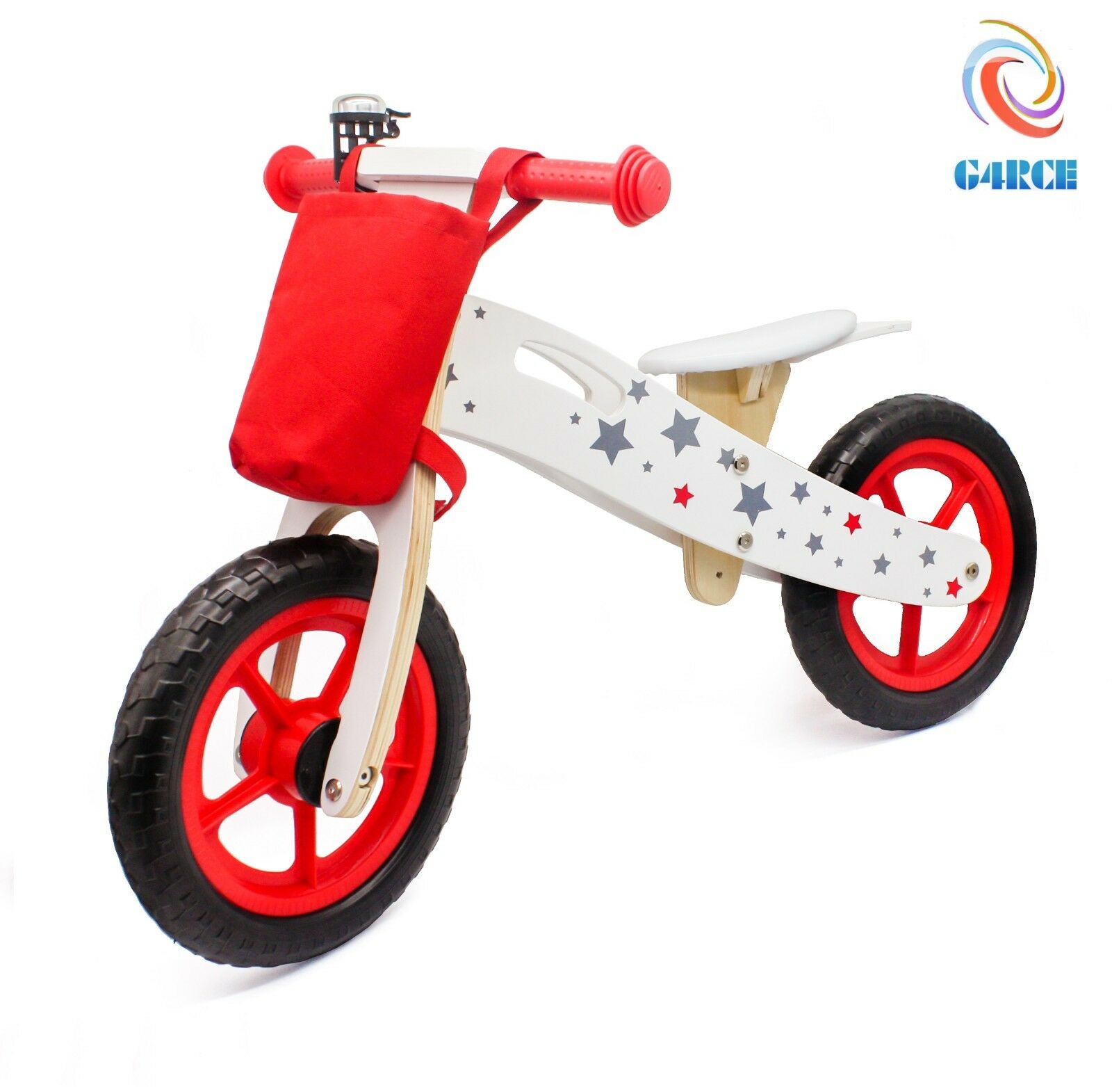 HYGRA Wooden Balance Bike Kids Running Walking Lightweight Training Bikes + Bell