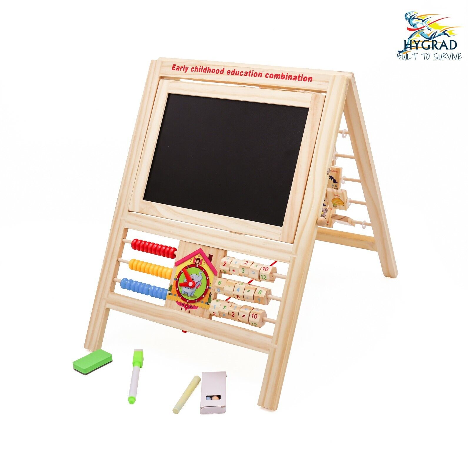 7 in 1 Kids Educational Easel Blackboard Multi-Activity Drawing Board Alphabet