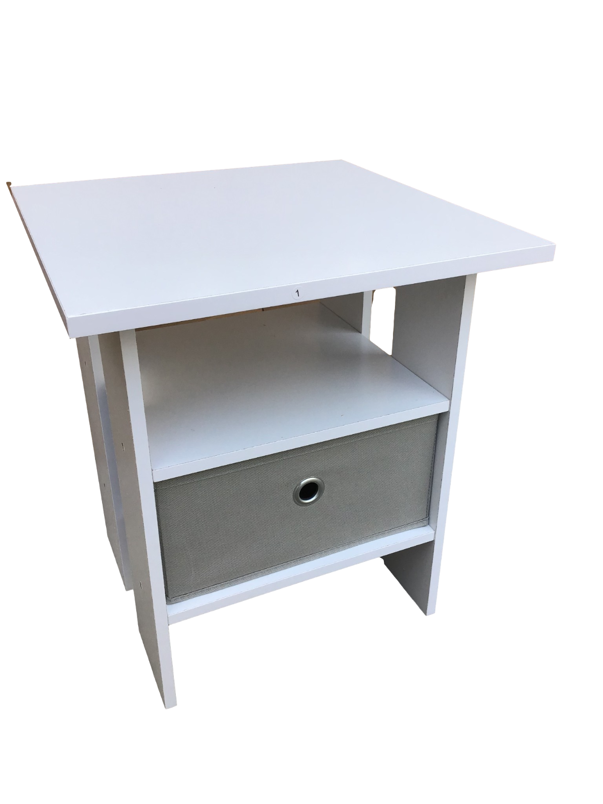 2x Modern White Bedside Tables Nightt Stand For Bedroom With Canvas Drawer Shelf