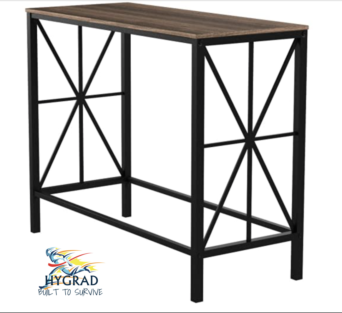 Industrial Writing Desk Vintage Computer Table Rustic Metal Solid Wood Office UK