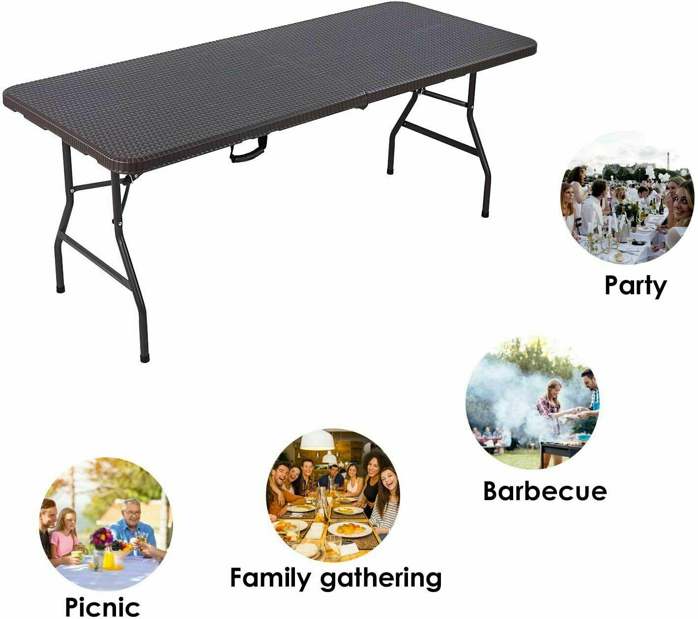Rattan Effect Foldable Outdoor Bench And Table Portable Outdoor Garden Furniture