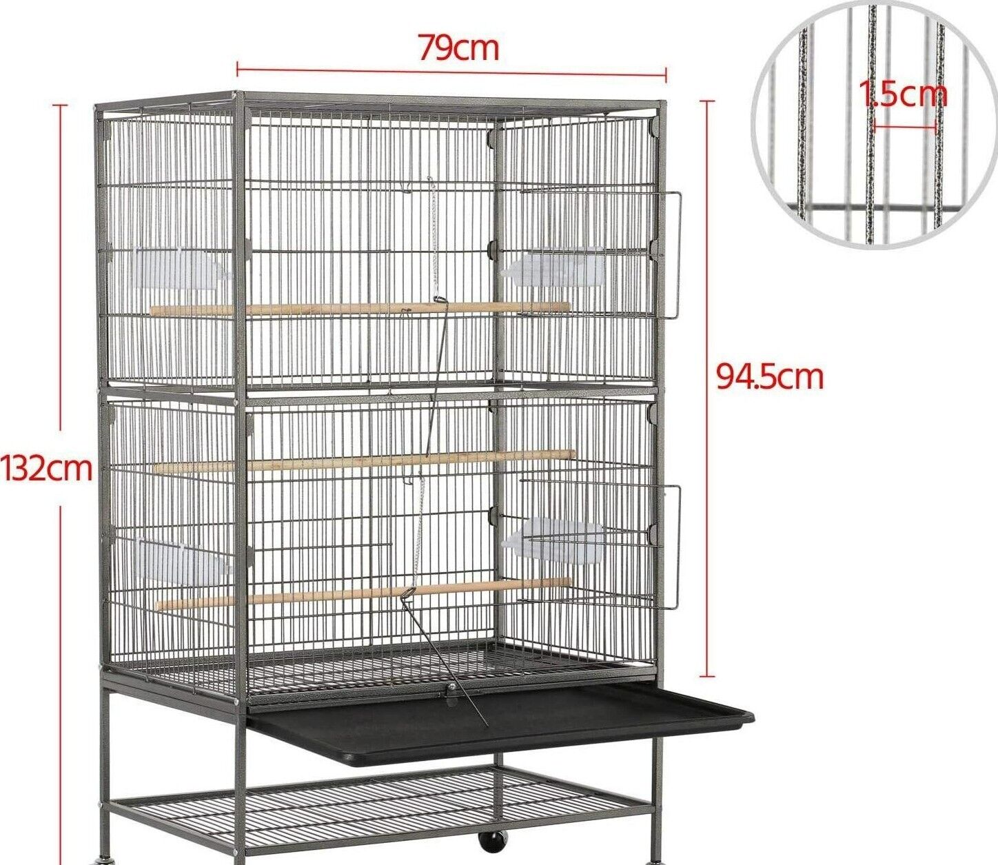Extra Large 132cm Metal Parrot Cage For Cockatoo/Parrot/Lovebird With Trays UK