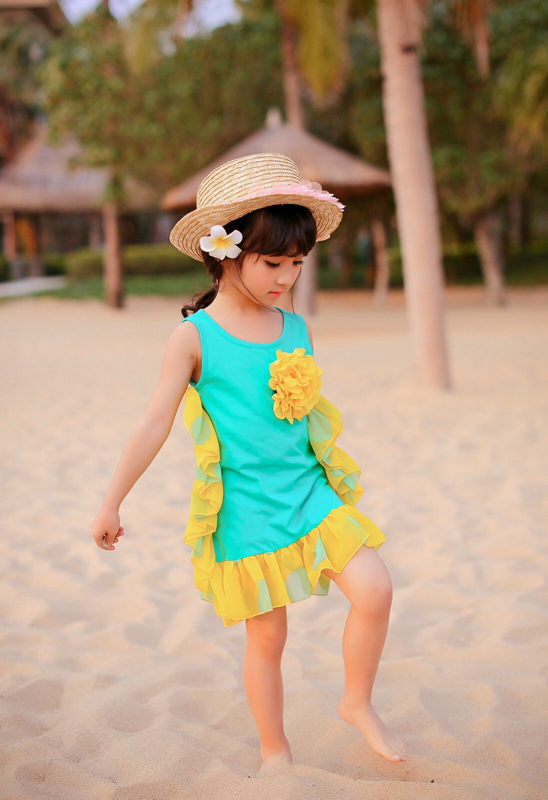 Baby Girls Princess Sleeveless Braces Skirt Sundress Kids Summer Beach Dress UK