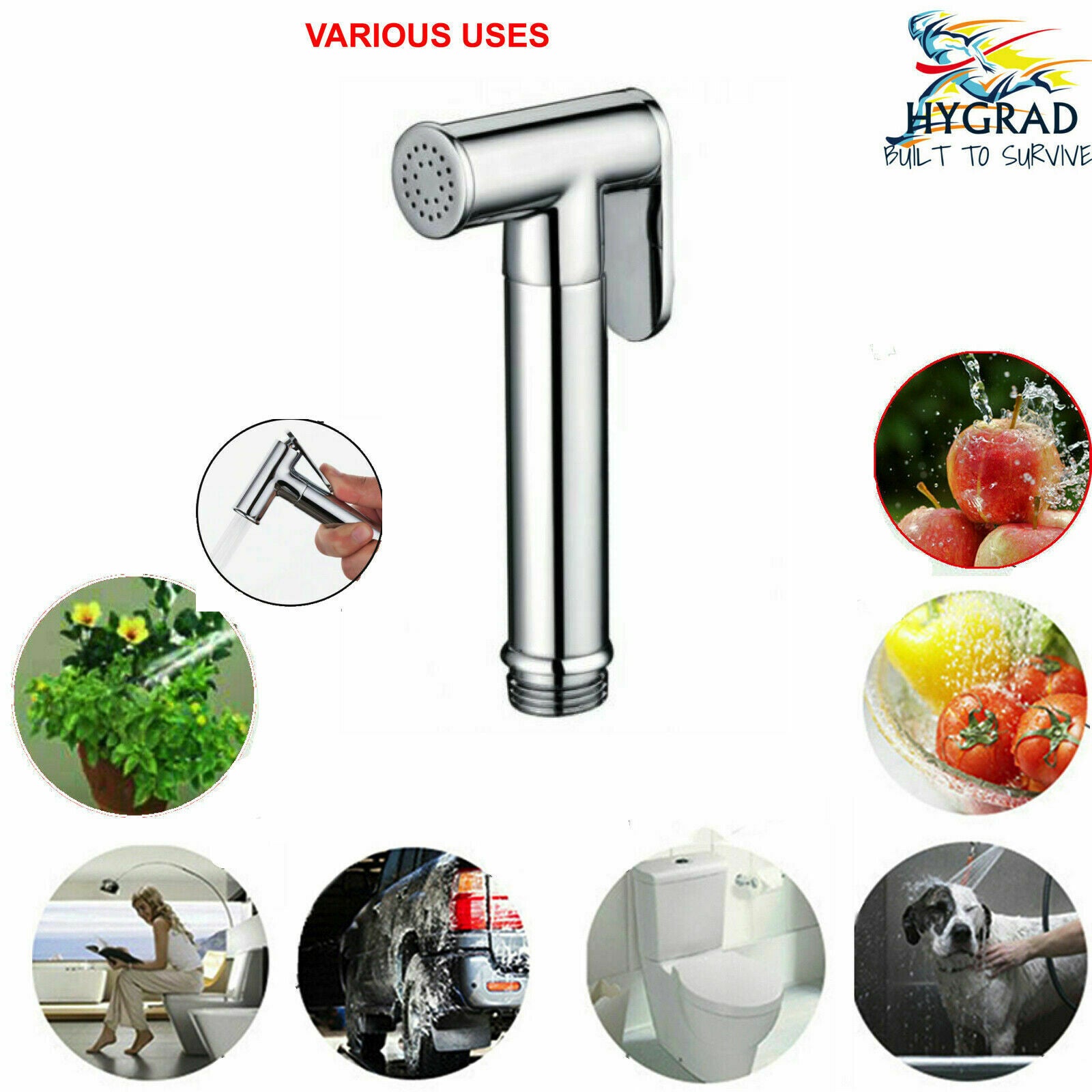 Hand Held Bathroom Bidet Spray Kit With Thermostatic Temperature Mixer Chrome UK