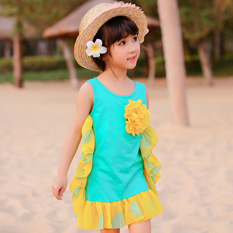 Baby Girls Princess Sleeveless Braces Skirt Sundress Kids Summer Beach Dress UK