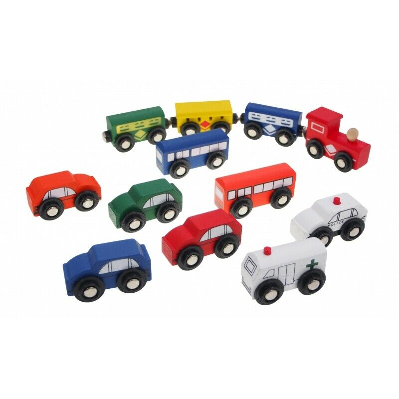 Kids Wooden Train Set - 100 Pieces Kids Children City Traffic Scene Building Toy