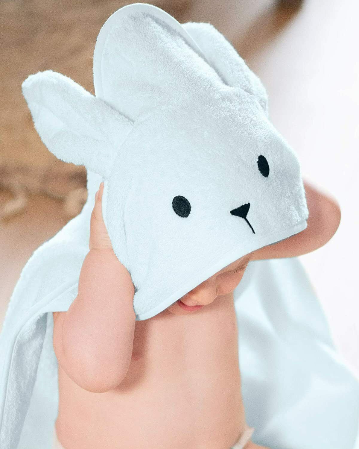 New Luxury 100% Cotton Baby Soft Bunny Hooded Bath Towel 70 x 70cm 5 Colours UK