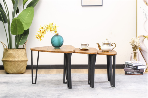 3 Pcs Wooden Nesting Tables Nest Of Table Coffee Table Set Living Room/Office UK