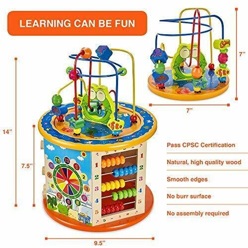 Wooden Activity Cube 8 in 1 Baby Bead Maze Toys Gift Educational Early Learning