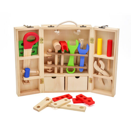 Junior Wooden Tool Set Toy Kids Carpenter Pretend Role Play Tools Gift Playset